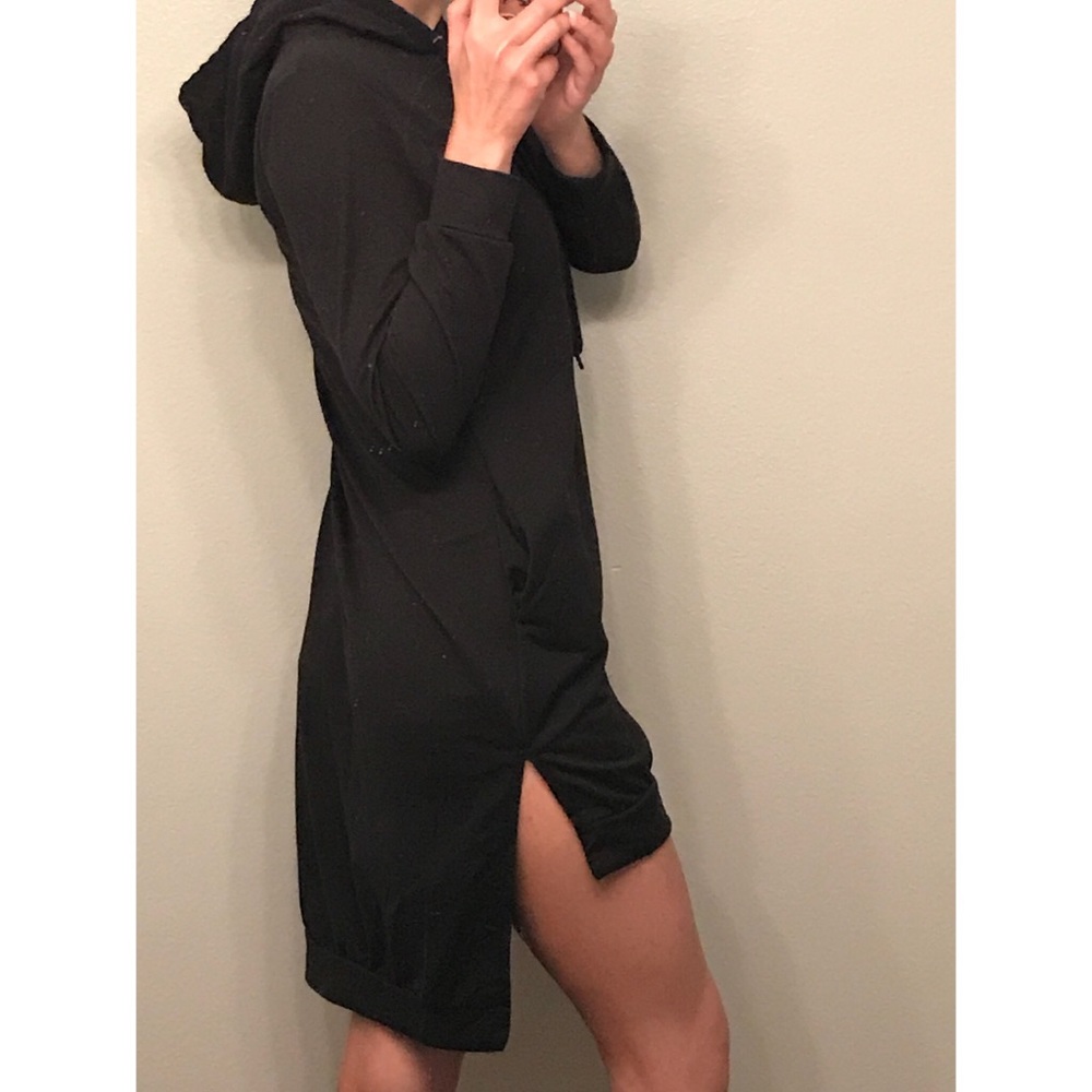 Grey or black hoodie long sleeve dress